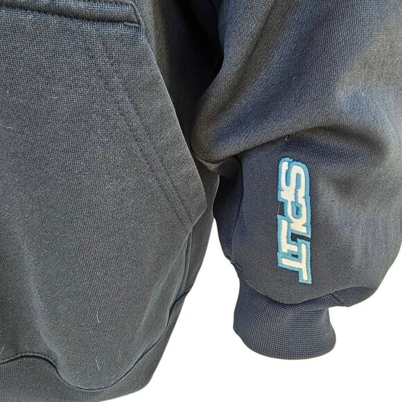 Vintage Split Pullover Hoodie Navy Blue Logo Spellout Men’s XL Skate Surf Y2K - Picture 4 of 7